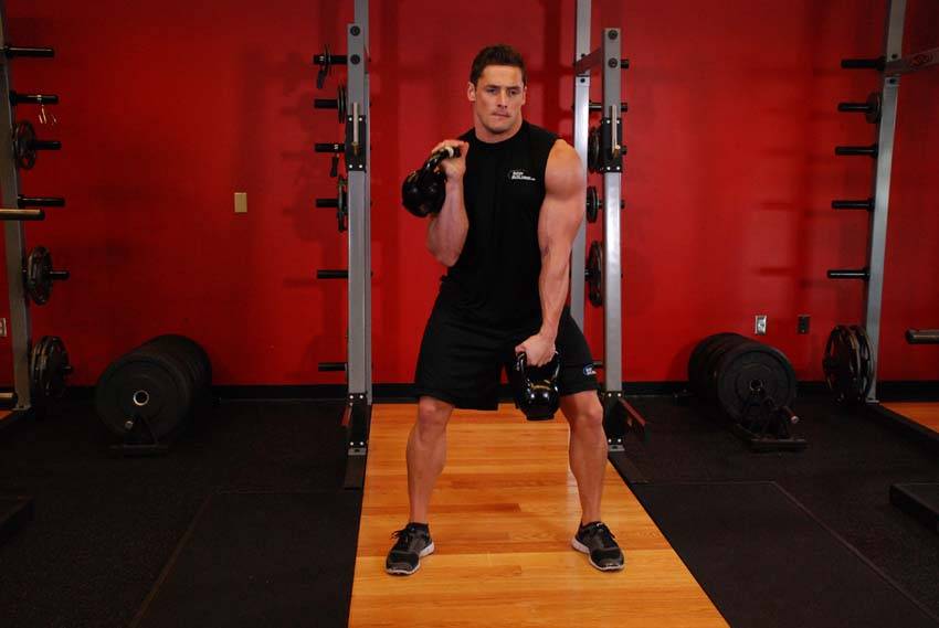 Double Kettlebell Alternating Hang Clean variant 2