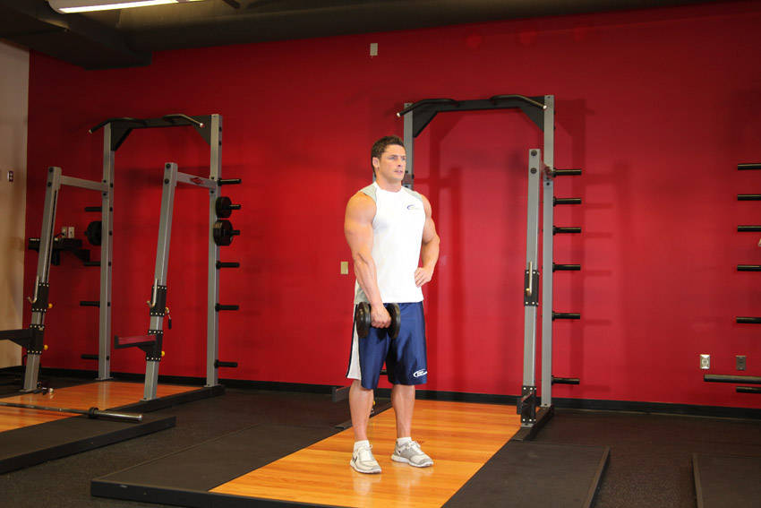 Dumbbell One-Arm Upright Row variant 2
