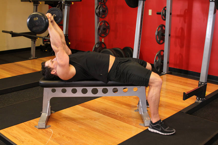 Lying Close-Grip Barbell Triceps Extension Behind The Head variant 2