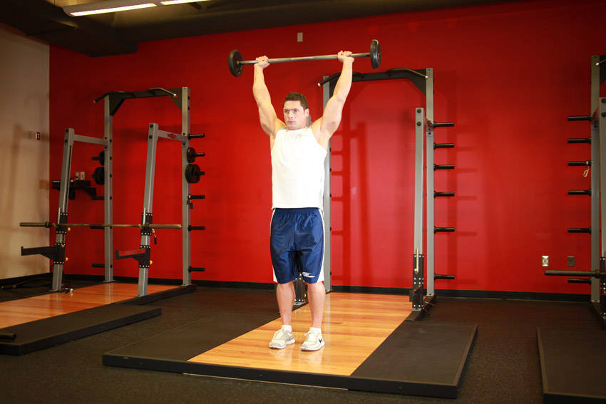 Standing Barbell Press Behind Neck variant 2