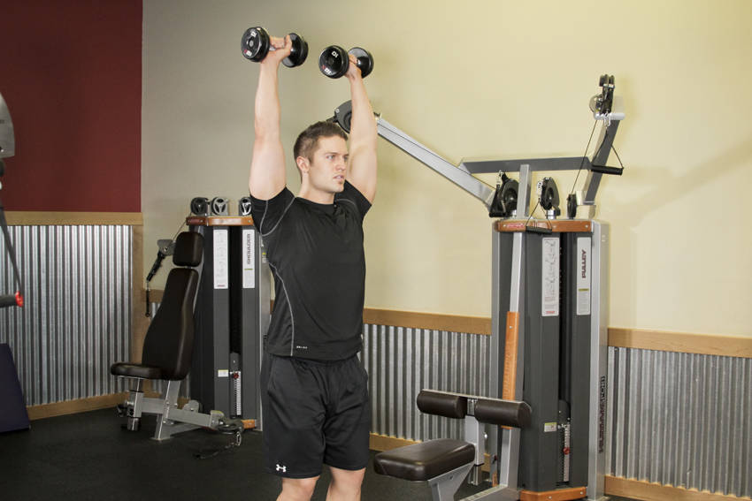 Standing Dumbbell Press variant 2
