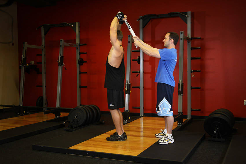 Standing Towel Triceps Extension variant 2